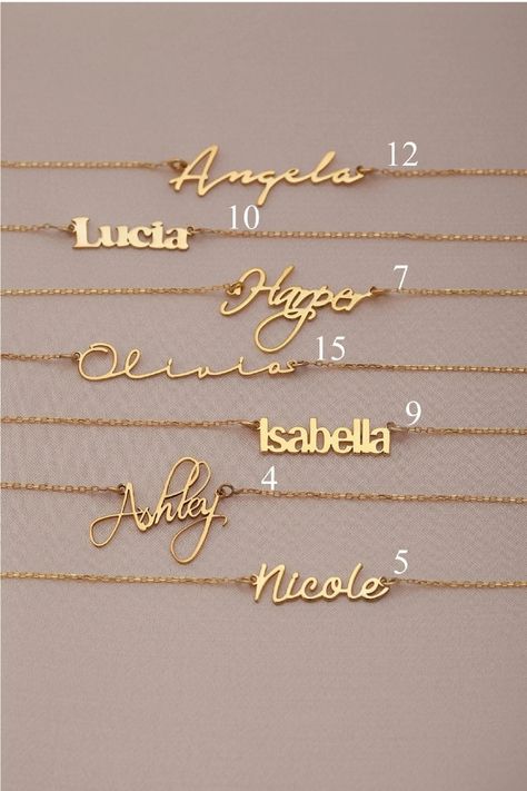 Personalized Name Necklace 14k Gold Name Necklace Signature | Etsy Baby Initial Necklace For Mom, Jewelry Brand Name Ideas, Necklace Name Design, Mom Necklace Personalized, Silver Name Necklace, Mama Necklace, Custom Initial Necklace, Name Necklaces, Nameplate Necklace