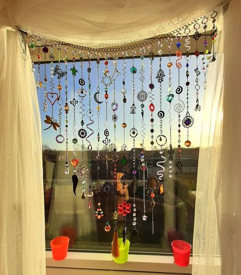 Crystal Veil, Geek Home Decor, Veil Crystal, Beaded Curtain, Hippy Room, Curtain Window, Geek Decor, Crystal Suncatcher, Indie Room Decor