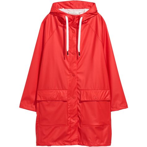 H&M Hooded rain coat ($56) ❤ liked on Polyvore featuring outerwear, coats, red rain coat, hooded rain coat, mac coat, rain coat and h&m raincoat Red Hooded Coat, Hm Coat, Raincoat With Hood, Red Raincoat, Black Rain Jacket, Long Rain Coat, Red Rain, Raincoat Kids, Waterproof Rain Jacket