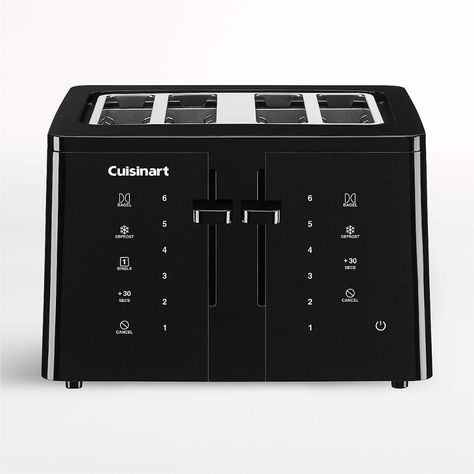 Cuisinart Touchscreen 4-Slice Toaster + Reviews | Crate & Barrel Cuisinart Toaster, Black Toaster, Standby Mode, Power Icon, Bread Toaster, Bread Makers, Piece Of Bread, Kitchen Countertop, Toaster Oven