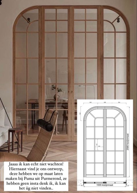 Arched French Doors Interior Office, Wood French Doors Office, Double French Doors Living Room, Arched French Doors Interior, French Doors Interior Office, Archway Door, Modern French Interior Design, Country Kitchen Ideas, Partition Door