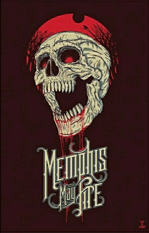 Skull Red - Memphis May Fire - Poster on Behance Skull Prints, Fire Poster, Fire Wallpaper, Supreme Iphone Wallpaper, Memphis May Fire, Music Poster Design, Heavy Metal Rock, Skull Illustration, Skull Design