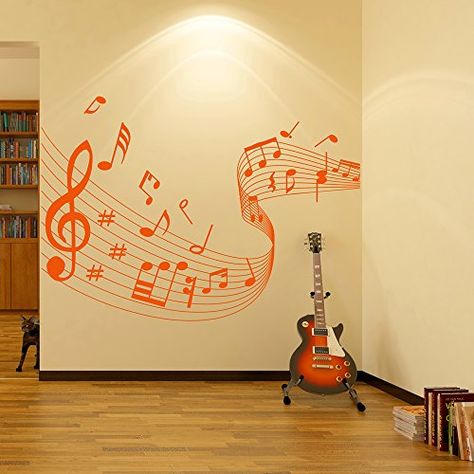 Music Notes Drawing, Music Wall Decal, Music Classroom Decor, Murals For Kids, Music Drawings, Collage Art Projects, Wall Decals For Bedroom, Wall Painting Decor, Art And Craft Videos