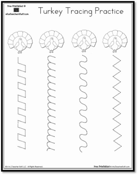 Turkey Tracing Practice {free printable} Thanksgiving Tracing Sheets, Turkey Tracing Preschool, Thanksgiving Preschool Worksheets Free, Thanksgiving Tracing Preschool, Thanksgiving Preschool Activities, Tracing Practice Preschool, Thanksgiving Preschool Theme, Activities Sheets, Shape Tracing