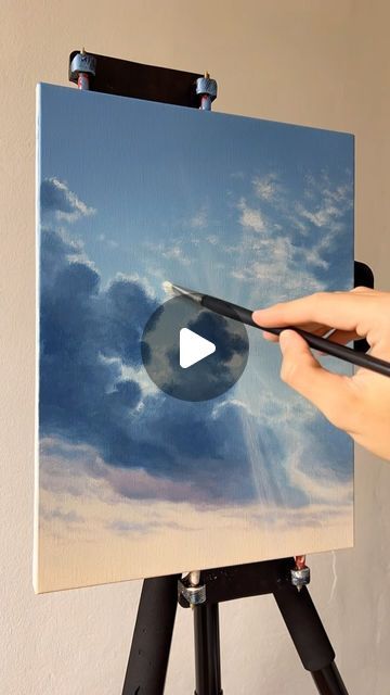 3d Cloud Painting, Painting Skies In Acrylic, Cloud Images Sky, How To Draw Clouds Acrylic, Sky Art Painting Cloud, Landscape Ideas Painting Acrylics, Painting Sky Clouds, Paint Clouds Acrylic Easy, How To Paint A Sky