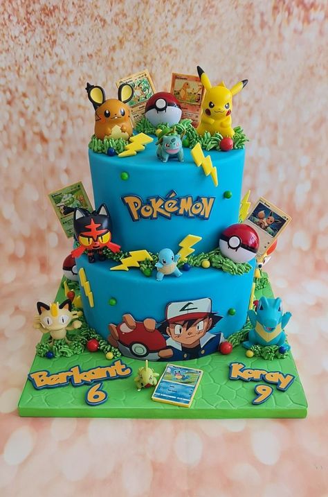 Birthday Cake 10, Pokemon Themed Party, Pokemon Birthday Cake, 7th Birthday Cakes, 8th Birthday Cake, 6th Birthday Cakes, 10 Birthday Cake, Pokemon Cake, Birthday Coloring Pages