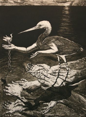 birds, hands, mom and baby, the sea, it's all there...  Deborah Maris Lader Intaglio Printmaking, Wings To Fly, Selling Art Online, Art Buyer, Fantastic Art, Paper Print, Illustration Print, Artwork For Sale, Art Original