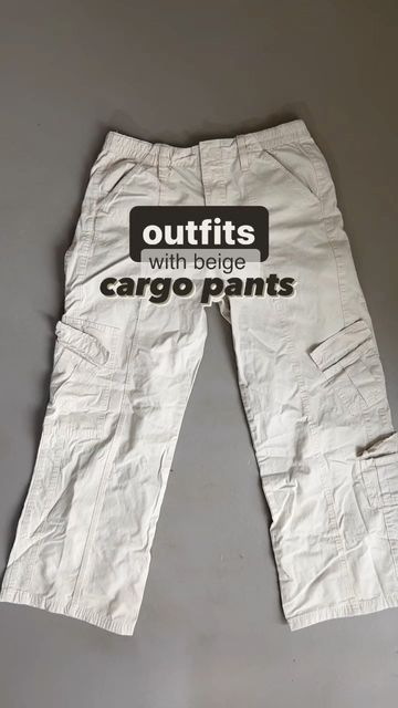 Style Beige Cargo Pants, Ways To Style Cargo Pants, Cargo Pants Outfit Hijab, Cargo Pants Outfit Aesthetic, Beige Cargo Pants Outfit, White Cargo Pants Outfit, Cargo Pants Cream, Cargo Jeans Outfit, Cream Cargo Pants Outfit