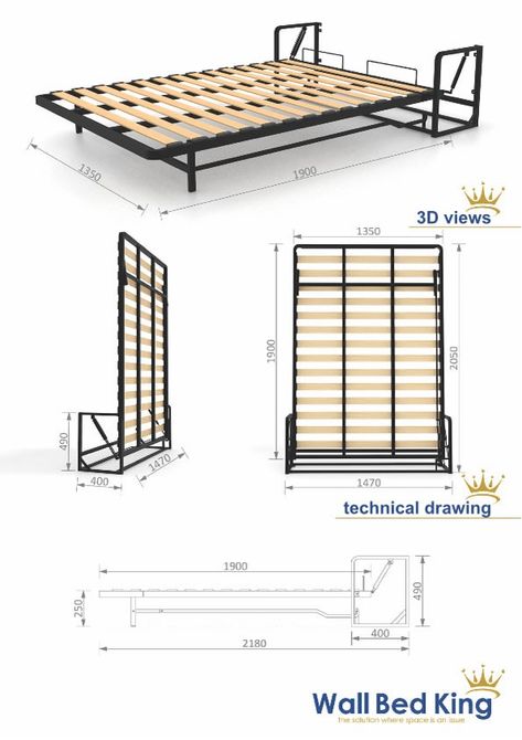 Hidden Wall Bed, Build A Murphy Bed, Beautiful Bed Designs, Simple Bed Designs, Model Dapur, Murphy Bed Diy, Murphy Bed Plans, Hidden Bed, Furniture Small Spaces