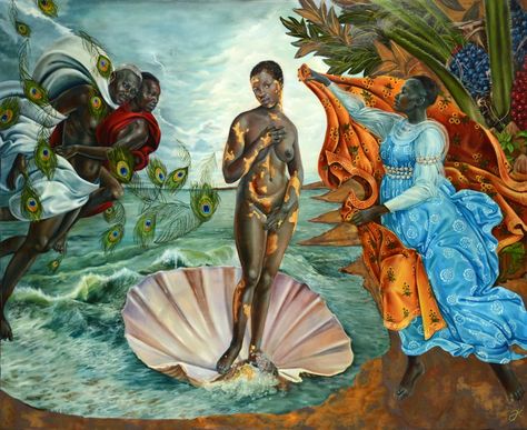 Words and Pictures: Viral artist Harmonia Rosales' first collection of paintings reimagines classic works with black femininity - Los Angeles Times Black Women Artists, Images D'art, Afrique Art, Afrocentric Art, Afro Art, African American Art, Black Artists, African Art, Female Artists