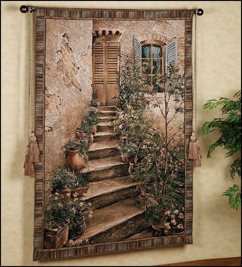 Tuscan Villa II Tapestry Wall Hanging Tuscan Wall Art, Tuscan Decor Ideas, Tuscan Wall Decor, Style Toscan, Tuscan Walls, Tuscan Art, Tuscany Decor, Tuscan Decor, Tuscan Style Homes