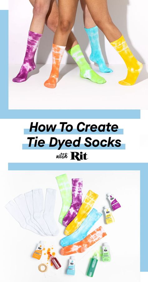 Bright and bold socks are all the rage right now. Learn how to tie dye your socks. Perfect for summer fashion or a festival. DIY with Rit! Diy Tie Dye Socks, Trippy Prints, Dyed Socks, Festival Grounds, Bold Socks, Ty Dye, Diy Tie Dye Techniques, Tie Dye Birthday, Diy Tie Dye Designs