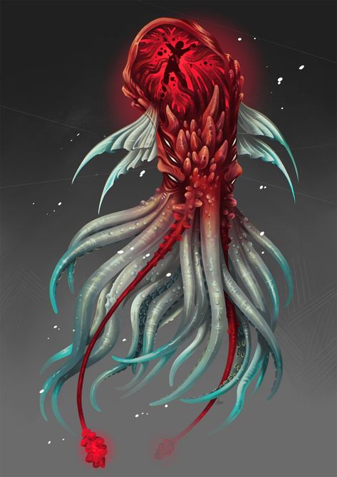 ArtStation - Ero Squid (Kinks And Cantrips book artwork), Elena Barbieri Dnd Monster Art, Squid Monster, Ocean Creatures Art, Icewind Dale, D D Monsters, Eldritch Horror, Deep Sea Creatures, Book Artwork, Cthulhu Mythos