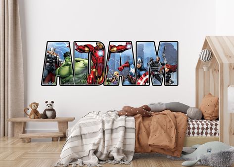 Personalized Superhero Wall Stickers Custom Name Children's Popular Characters Room Decorations Removable Decal Home Decor Art - Etsy Super Hero Room Decor, Hulk Png, Superhero Wall Stickers, Superhero Signs, Superhero Nursery, Avengers Theme, Superhero Wall, Hulk Art, Superhero Room