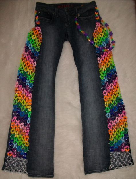 https://www.facebook.com/KandiToYboxClothingAndAccessories Kandi Pant Chain, Kandi Skirt, Ladder Cuff Kandi, Scene Kandi Cuff Patterns, Rainbow Kandi, Rave Pants, Epic Kandi Cuff, Rave Bracelets, Super Cool Stuff