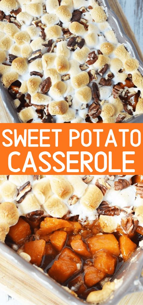 Sweet Potato Casserole With Pecans, Thanksgiving Sweet Potato Recipes, Sweet Potato Casserole With Marshmallows, Easy Sweet Potato Recipes, Sweet Potato Casserole Healthy, Sweet Potatoes With Marshmallows, Healthy Potato, Sweet Potato Thanksgiving, Sweet Potato Casserole Easy