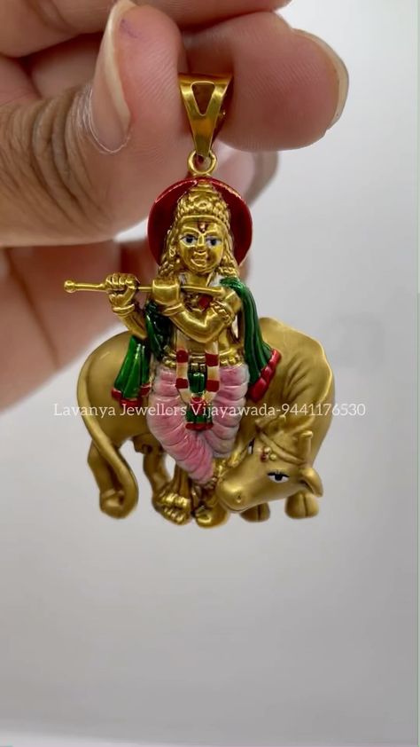 Krishna Pendant Gold, Krishna Ring, Temple Jewellery Jhumkas, Antique Haram, Gold Jewellery India, Gold Pendants For Men, God Idols, Locket Design, Bridal Jewels