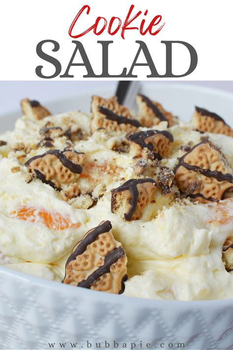 Mandarin Orange Salad With Cookies, Cookie Salad Recipe Mandarin Oranges, Mandarin Orange Cookie Salad, Cookie Salad Fudge Stripe, Cookie Salad Recipe, Oreo Salad, Whipped Pudding, Orange Recipes Dessert, Cookie Salad