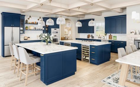 Admiral blue shaker Blue Shaker Kitchen Cabinets, Blue Shaker Cabinets, Blue Shaker Kitchen, Coastal Kitchen Design, Admiral Blue, Rta Kitchen Cabinets, Free Kitchen Design, Online Kitchen Cabinets, Blue Kitchen Cabinets