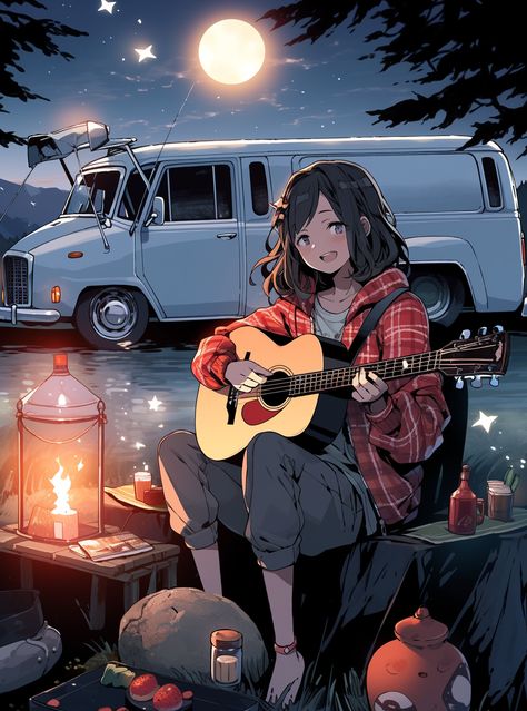 Guitar Wallpaper Anime, Aesthetic Guitar Wallpaper, Guitar Wallpaper, Aesthetic Guitar, Guitar Aesthetic, Witchy Art, Fantasy Ideas, Happy Bunny, Dreamy Artwork