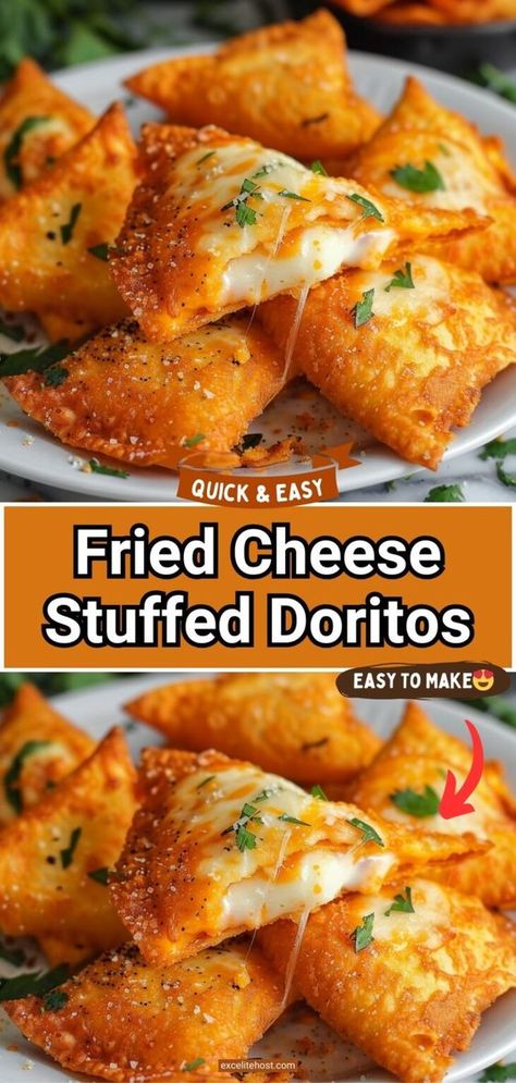 Fried Cheese Stuffed Doritos Fried Appetizers For Party, Cheese Stuffed Doritos, Easy Hot Snacks, Recipes With Dorito Chips, Fried Cheese Stuffed Doritos Recipe, Mini Dinner Ideas, Fried Cheese Stuffed Doritos, Snacks For Munchies, Game Day Eats