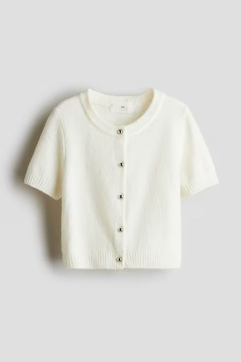 Girls’ Cardigans | Knitted & Ribbed Cardigans | H&M US Sleeve Cardigan Outfit, Short Sleeve Cardigan Outfit, White Cropped Cardigan, Fine Knit Cardigan, Summer 25, Short Cardigan, Stylish Pants, Ribbed Cardigan, Casual Work Outfits