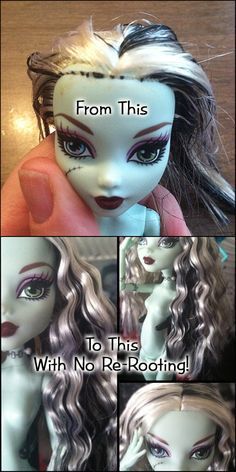 Monster High hair repair without re-rooting! Monster High Doll Makeover, Monster High Doll Restyle, Monster High Diy, Monster High Restyle, Monster High Hair, Fix Doll Hair, Doll Repaint Tutorial, High Hair, Bad Haircut