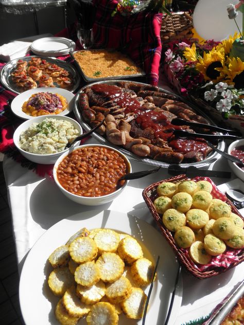 Bbq Dinner Party, Bbq Wedding Reception, Backyard Bbq Wedding, Bbq Buffet, Backyard Bbq Party, Bbq Menu, Bbq Dinner, Reception Food, Bbq Wedding