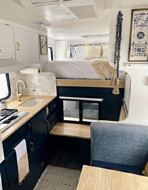 Truck Camper Renovation, Trailer Renovation Ideas, Travel Trailer Renovation, Small Camper Interior, Small Travel Trailer, Best Truck Camper, Caravan Living, Trailer Renovation, Camper Interior Design