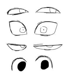 Cute Eyes Reference, Simple Drawing Poses Anatomy, Medium Length Haircut Drawing Reference, Drawing Eye Styles, Eye Refrences Drawing, Evil Eyes Reference, Art Style Inspo Eyes, Art Poses References, Cartoon Artstyle Tutorial