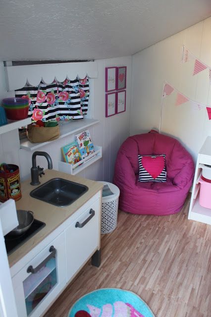 Inside Kids Playhouse Interior Ideas, Inside Kids Playhouse, Outdoor Playhouse Interior Ideas, Playhouse Upgrade, Cubby House Interior, Kids Playhouse Interior, Play House Interior, Outdoor Playhouse Interior, Playhouse Interior Ideas