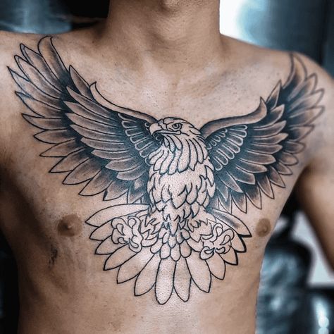 Bald Eagle Tattoo Design Images (Bald Eagle Ink Design Ideas) Bald Eagle Chest Tattoo Men, Eagle On Chest Tattoo, Bald Eagle Tattoo Design, Eagle Tattoo Chest, Bald Eagle Tattoo, Eagle Tattoo Ideas, Black Eagle Tattoo, Old Style Tattoos, Eagle Tattoo Design