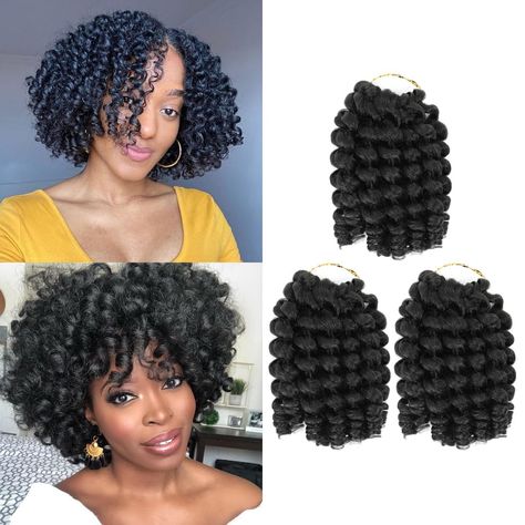 Curly Hair For Black Women, Jamaican Twist, Crochet Curly Hair, Wand Curl Crochet Hair, Jamaican Bounce Crochet, Pre Looped Crochet Hair, Jamaican Bounce, Twist Braiding Hair, Quick Braids