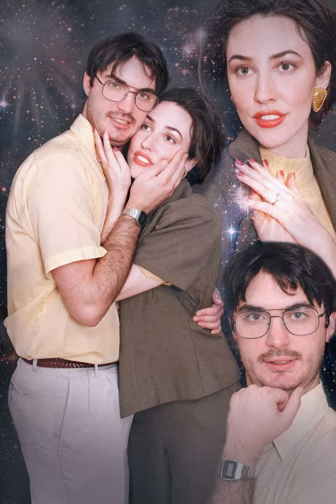 This Couple's 80s-Themed Engagement Photos Are Pure Cheesy Perfection | HuffPost Life 80s Couples, Awkward Family Pictures, Funny Couple Photos, 80s Couple, Funny Photoshoot, Funny Photoshoot Ideas, Funny Couple Poses, Funny Engagement Photos, 90s Couples