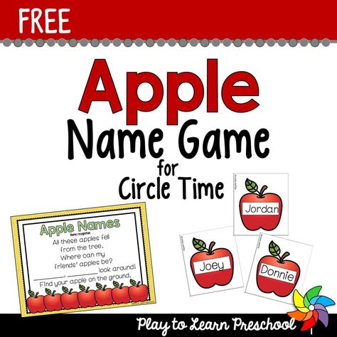 Play to Learn Preschool Thanks for Joining Preschool Apple Theme Activities, Apple Literacy, Apple Lesson Plans, Preschool Circle Time Activities, Preschool Apple Activities, Name Activities Preschool, Play To Learn Preschool, Apple Classroom, Preschool Apple Theme