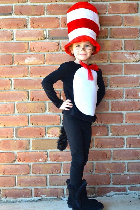 Diy Cat In The Hat Costume Kids, Dr Seuss Costume Ideas For Kids, Children's Book Characters Costumes, Dr Seuss Diy Costumes, Dr. Seuss Costumes, Bookweek Costumes, Character Day Ideas, Kids Book Character Costumes, Cat In The Hat Costume