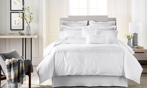 How to Make the Perfect Bed Distant Gray Benjamin Moore, Benjamin Moore Distant Gray, Fluffy White Bedding, Soothing Bedroom Colors, Relaxing Bedroom Colors, White Fluffy Bedding, Benjamin Moore Bedroom, Calming Bedroom Colors, Soothing Bedroom