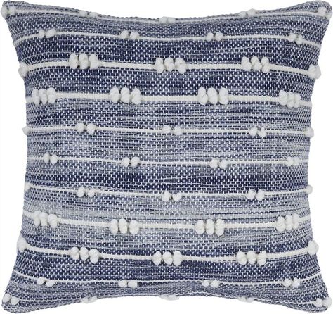 Woven Virtues Throw Pillow Cover Blue and White 18x18 Inch Handwoven , Luxurious and Fashionable 1 Piece Throw Pillow Cover Boho Home Kitchen, Coastal Pillow Covers, Coastal Pillows, Feather Pillows, Cover Blue, Garden Pillows, Star Pillows, Perfect Pillow, Polyester Yarn