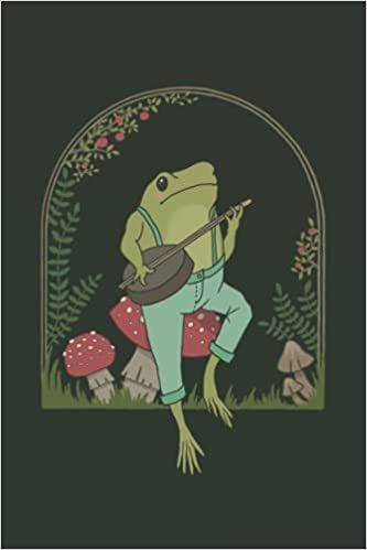 Original cover illustration of a cute frog sitting on mushroom and playing banjo. Perfect for jotting down your thoughts, journaling or sketching in the nature! Dark green cover.
Unique gift idea for Cottagecore and Goblincore Aesthetic fans and mycology lovers. Perfect for teen girls and boys, young adults or any frog lover out there.