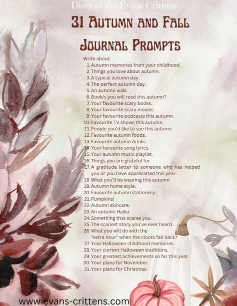 Cozy Journal Prompts, Fall Equinox Journal Prompts, Fall Poetry Prompts, Mabon Journal Prompts, Autumn Journal Prompts, Autumn Writing Prompts, Autumn Journal Page, Fall Junk Journal Ideas, Autumn Journal Ideas