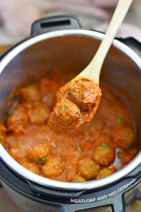 Make Instant Pot Meatballs and Sauce with this frozen meatballs recipe in pasta sauce. An easy meal perfect for meatball subs or as an appetizer. Instapot Appetizer, Instant Pot Frozen Meatballs, Frozen Meatballs Recipe, Pressure Cooker Meatballs, Instant Pot Meatballs, Cooking Frozen Meatballs, Meatballs And Sauce, Family Recipies, Frozen Meatball Recipes