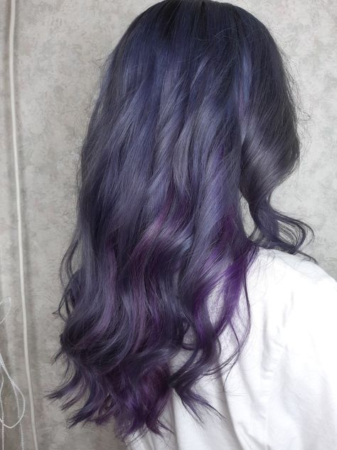 Blueish Purple Hair, Midnight Purple Hair, Indigo Hair Color, Periwinkle Hair, Long Purple Hair, Indigo Hair, Blue Purple Hair, Hiar Style, Plum Hair