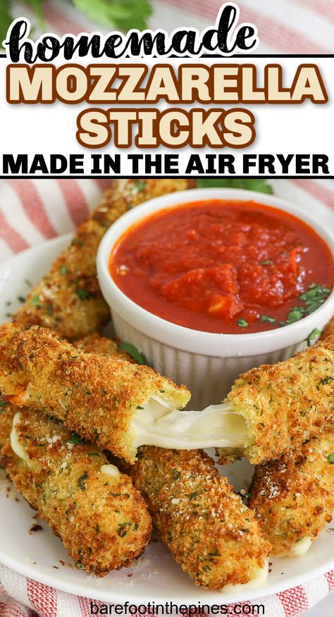 Air Fryer Mozzarella Sticks, Air Fryer Mozzarella, Homemade Mozzarella Sticks, Mozzarella Sticks Recipe, New Air Fryer Recipes, Air Fryer Recipes Snacks, Italian Seasonings, Savory Bites, Air Fryer Oven Recipes