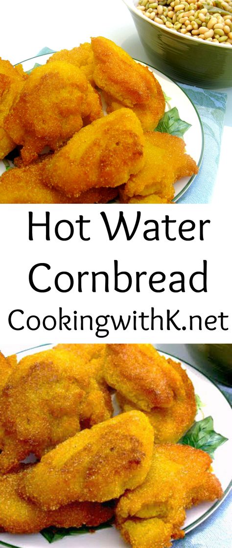 Old Fashioned Hot Water Cornbread just like Grandma use to make.  Hot Water Cornbread is more about the feel of the batter than a precise measurement.  The main thing is to get the right consistency with the hot water and the cornmeal mixture. Hot Water Cornbread Recipe, Water Cornbread, Hot Water Cornbread, Southern Kitchen, Southern Kitchens, Comfort Food Southern, Corn Bread Recipe, Southern Cooking, Southern Recipes