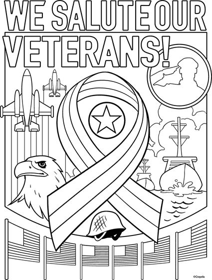 We Salute Our Veterans Coloring Page | crayola.com Veterans Day Sunday School Lesson, Veterans Day Coloring Pages Free, Veterans Day Activities For Kids Free Printable, Veteran’s Day Craft Preschool, Veterans Day Art First Grade, Veteran Coloring Page, Vfw Auxiliary, Veterans Day For Kids, Veterans Day Clip Art