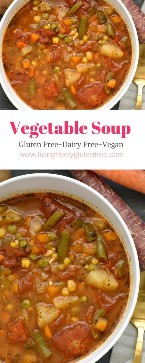 Vegan Vegetable Soup Recipes, Vegan Vegetable Soup, Gluten Free Soup Recipes Glutenfree, Gluten Free Vegetables, Vegetable Soup Healthy, Dairy Free Soup, Weekday Dinner, Gluten And Dairy Free, Vegan Soup Recipes