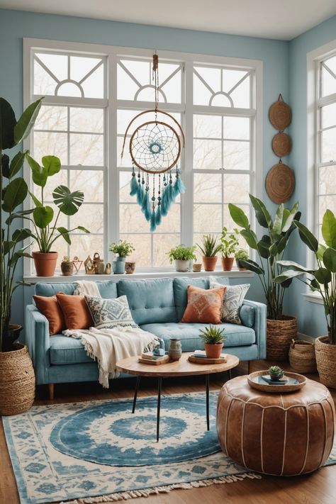 20 Light Blue Living Room Ideas – ToolzView Boho Living Room Blue Walls, Blue Couch Boho Living Room, Light Blue Sofa Living Room Ideas, Blue Living Room Aesthetic, Light Blue Living Room Ideas, Sky Blue Couch, Sky Blue Living Room, Light Blue Sofa Living Room, Earthy Boho Living Room