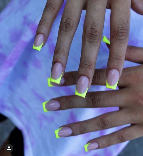 Fluorescent Nails, Pink French Nails, Glitter Tip Nails, Birthday Nail, Gel Acrylic Nails, French Tips, Birthday Nails, Girls Nails, French Tip Nails