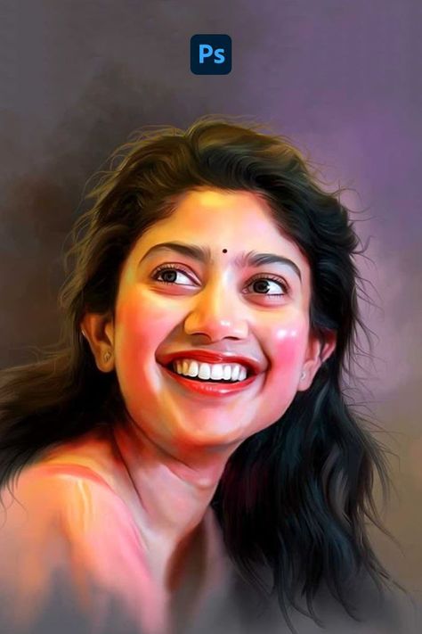 Poster Colour Portrait, Portrait Reference Colorful, Indian Potrait Paintings, Digital Painting Portrait Photoshop, Colourful Portraits Painting, Oil Colour Portrait, Oil Color Portrait, Smudge Drawing, Oil Painting Reference