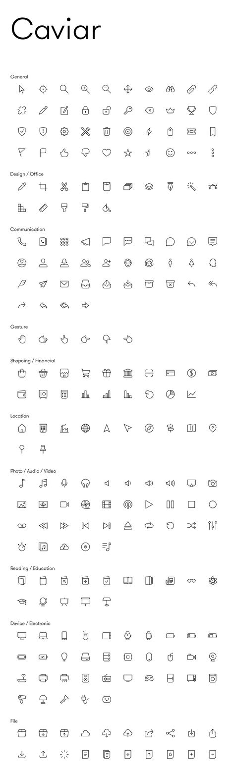 Caviar is a well-crafted icon set dedicated to match your exquisite designs. Every single detail in each icon was carefully tuned to present minimalism and elegance. With 450 icons, Caviar provides the most essential icons for your app, web and graphic design. Icon Sets Design, Web Icons Design, Icons For Website Web Design, Mobile App Icon Design, Web Icon Design, Graphic Design Icons Symbols, Minimal Icons Aesthetic, Simple Icons For Apps, Website Icon Design